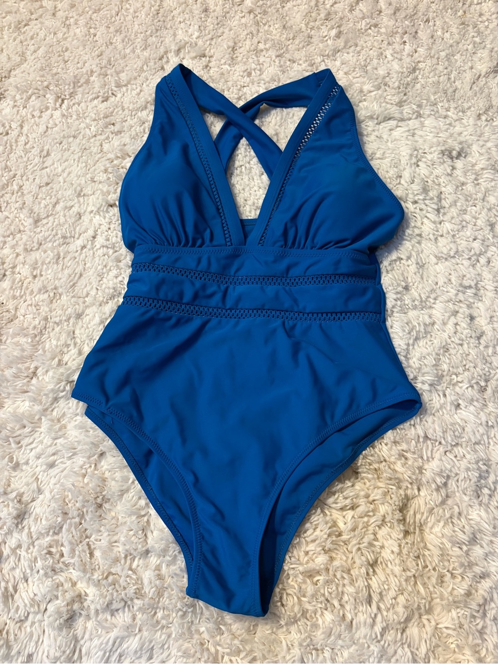 ' Royal Blue One-Piece Swimsuit with Crisscross Back